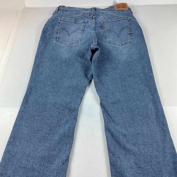 Levi's Jean Women 32 High Waisted Crop Flare Nip At the Bud Blue Stretch Denim - Picture 8 of 16